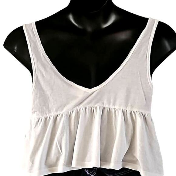 NWOT Abound White Sleeveless Babydoll Peplum Tank Top - Size Medium - Picture 5 of 5